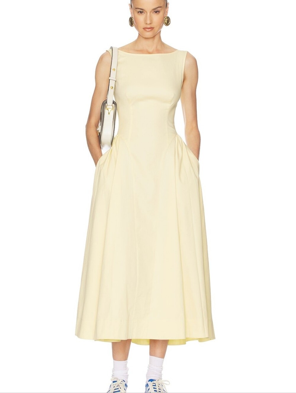 Helsa Stretch Cotton Sateen Midi Dress
